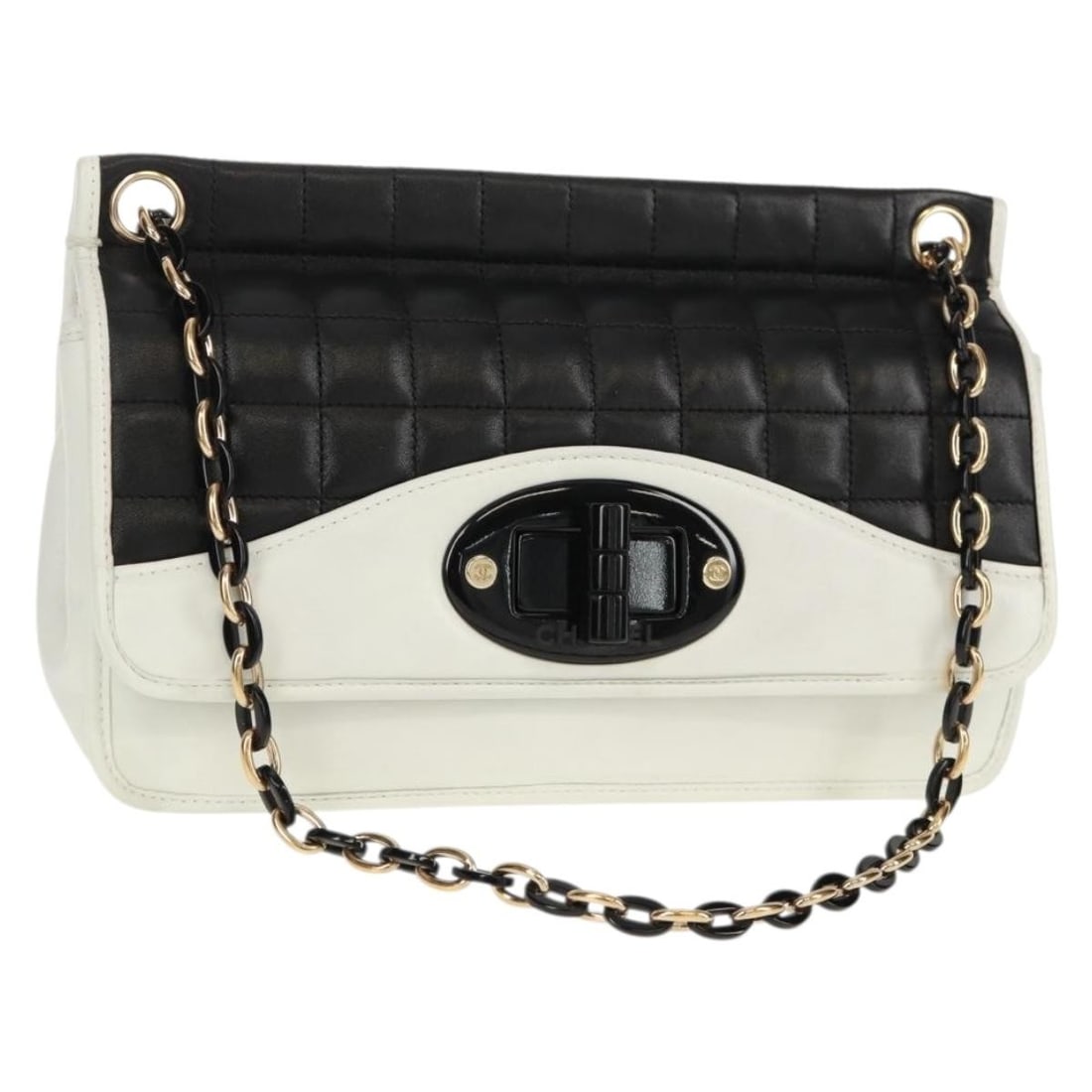 Chanel Choco Bar Black and White Lambskin Chain Shoulder Bag with Guarantee Card (1 of 18)