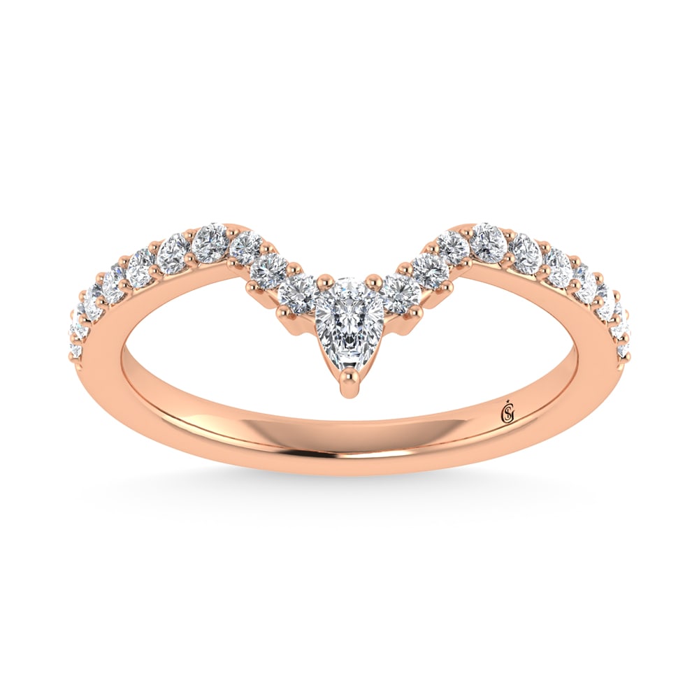 14K Rose Gold Diamond 1/3 Ct. Tw. Chevron Band: 14K Rose Gold Diamond 1/3 Ct. Tw. Chevron Band 14k Rose Gold Stone Color: G-h Stone Clarity: Si2 Each ring is presented in standard size 6.5. Complimentary resizing is available between sizes 510 (in