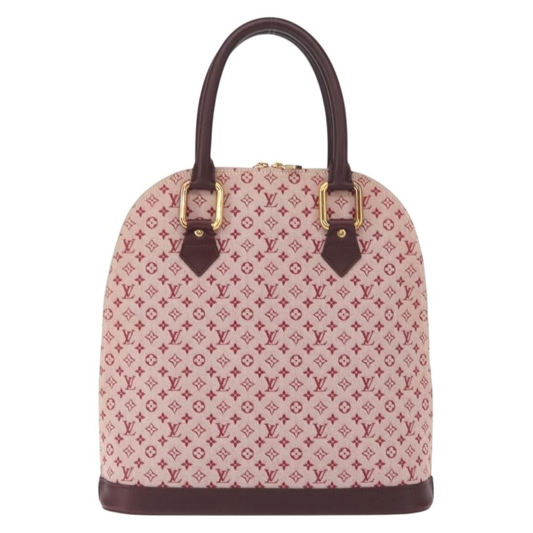 Louis Vuitton Red Canvas Alma Model Monogram Handbag for Women: Louis Vuitton Red Canvas Alma Model Monogram Handbag for Women This Louis Vuitton Alma Handbag in the Mini Lin Monogram design features a red canvas exterior and is crafted for women. The bag is made