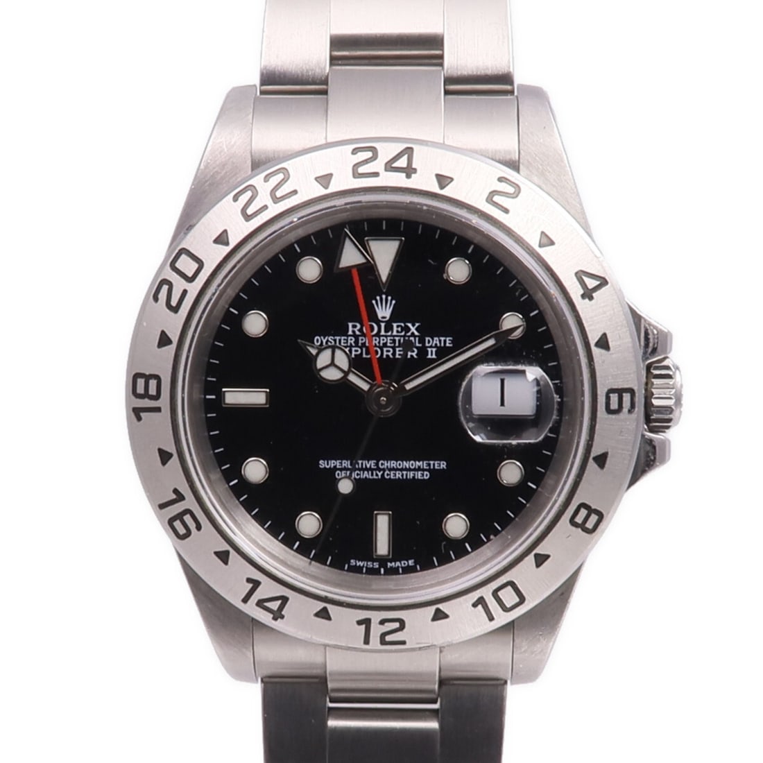 Explorer II 16570 Stainless Automatic Wristwatch with Black Dial: Explorer II 16570 Stainless Automatic Wristwatch with Black Dial This ROLEX Explorer II Automatic Watch 16570 features a stainless steel case and band with a black dial. The watch is powered by automa