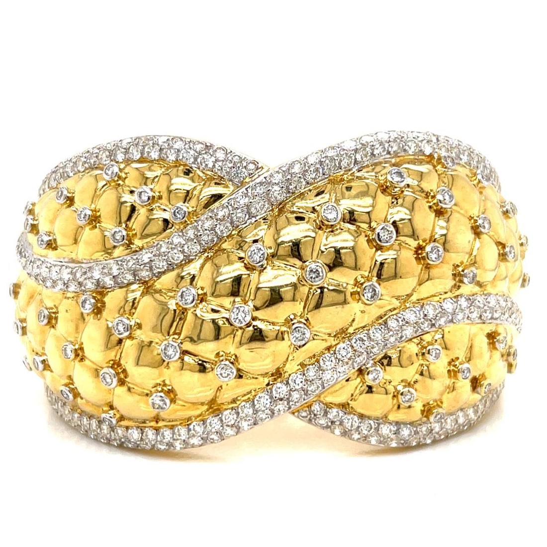 Diamond Bangle Bracelet in 18K Yellow Gold with 286 Stones 9.00 Ct (1 of 4)