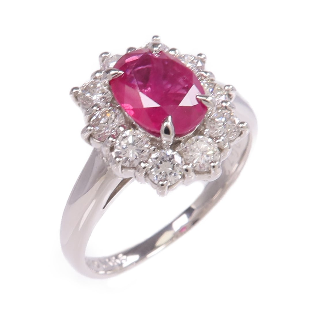 Platinum PT850 Ring With Ruby and Diamond Size 7 (1 of 9)