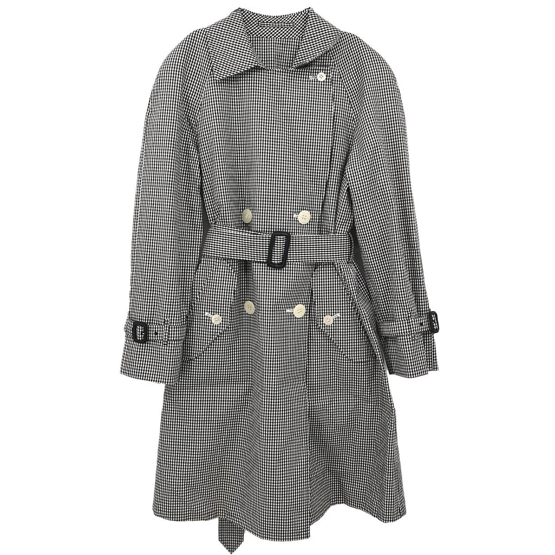 Black Cotton Burberrys Trench Coat Size 32 Italy: Black Cotton Burberrys Trench Coat Size 32 Italy This Burberrys black trench coat features a 100% cotton outer shell and button closure, designed for casual wear. The coat is a size 32 with button acc