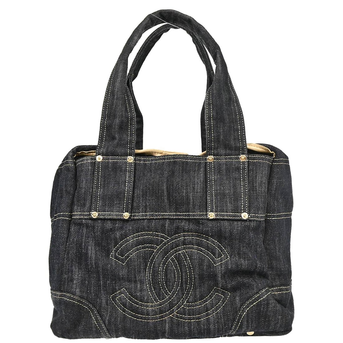 Chanel Sparkling Denim Tote Handbag Blue Large 19x15: Chanel Sparkling Denim Tote Handbag Blue Large 19x15 This stunning Chanel Navy Sparkling Denim Tote Handbag is a perfect blend of style and functionality. Crafted from high-quality denim, this large t