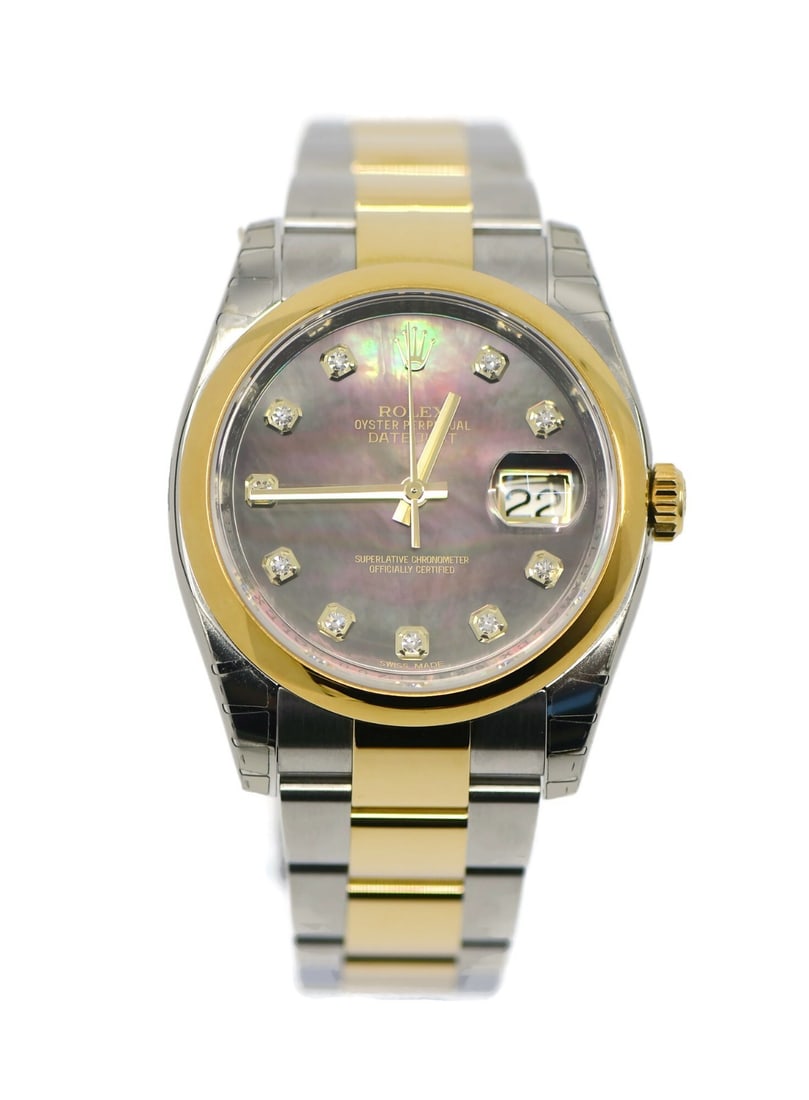 Rolex Datejust 18K Stainless Steel Watch 116203 with Box and Papers: Rolex Datejust 18K Stainless Steel Watch 116203 with Box and Papers This exquisite Rolex Datejust watch combines luxury and precision with its 18K gold and stainless steel design. The watch features a