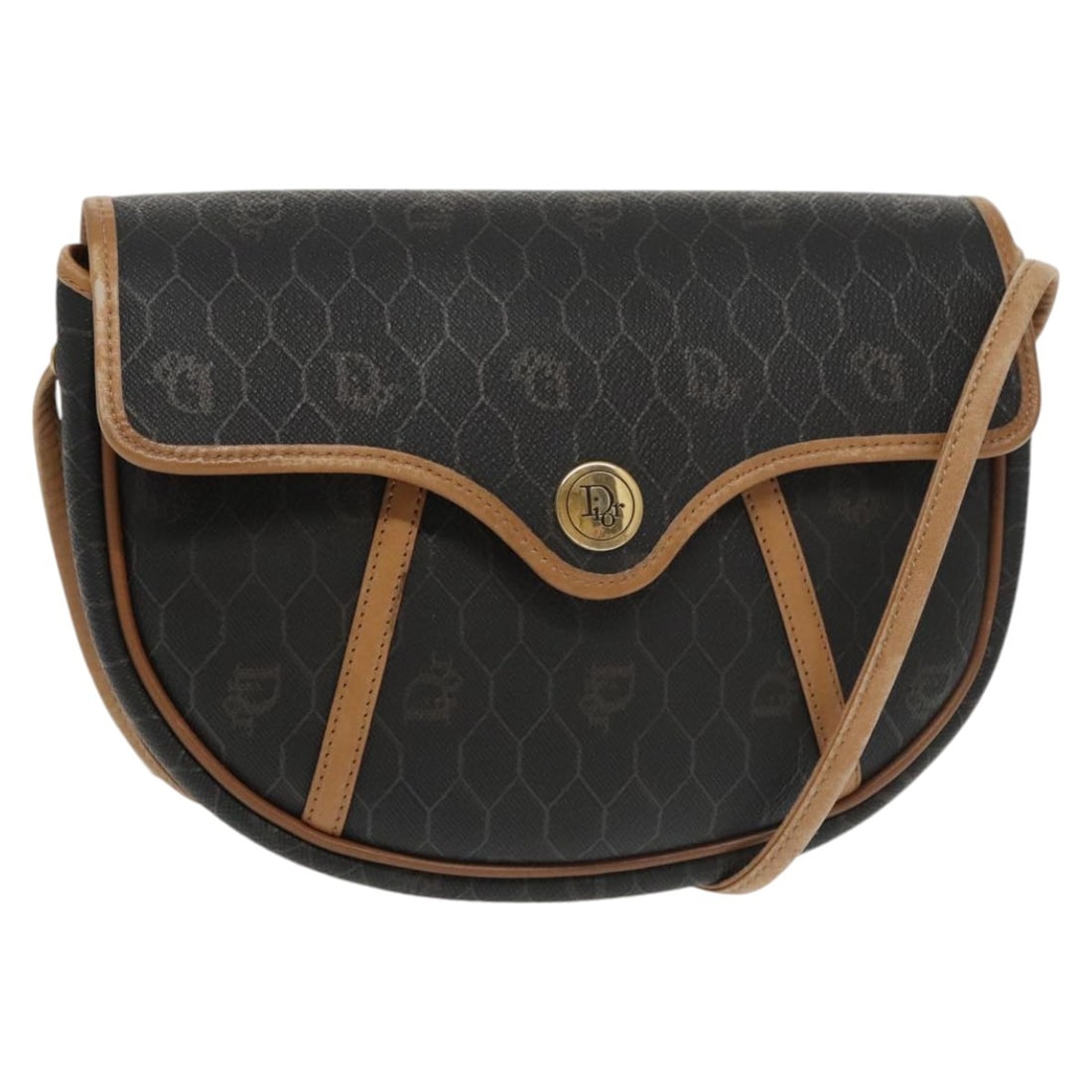 Christian Dior Black Coated Canvas Honeycomb Flap Crossbody Bag: Christian Dior Black Coated Canvas Honeycomb Flap Crossbody Bag This Christian Dior Vintage Honeycomb Flap Crossbody Bag features black coated canvas construction with a flap closure. Designed for wom