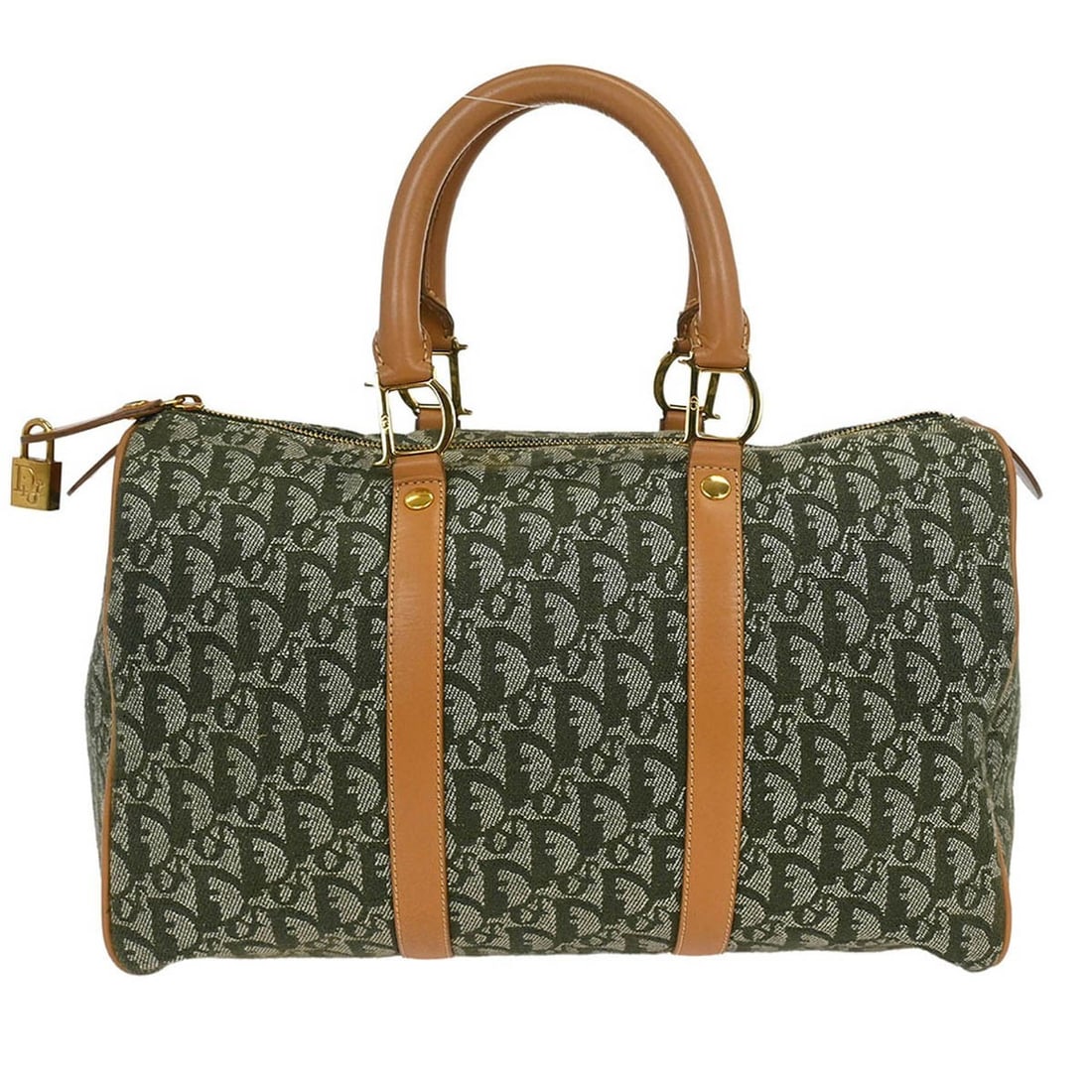 Dior Green Trotter Duffle Handbag PZ0701 Italy Canvas Leather: Dior Green Trotter Duffle Handbag PZ0701 Italy Canvas Leather The Christian Dior Green Trotter Duffle Handbag is a stylish and practical accessory for casual occasions. This large handbag features a v