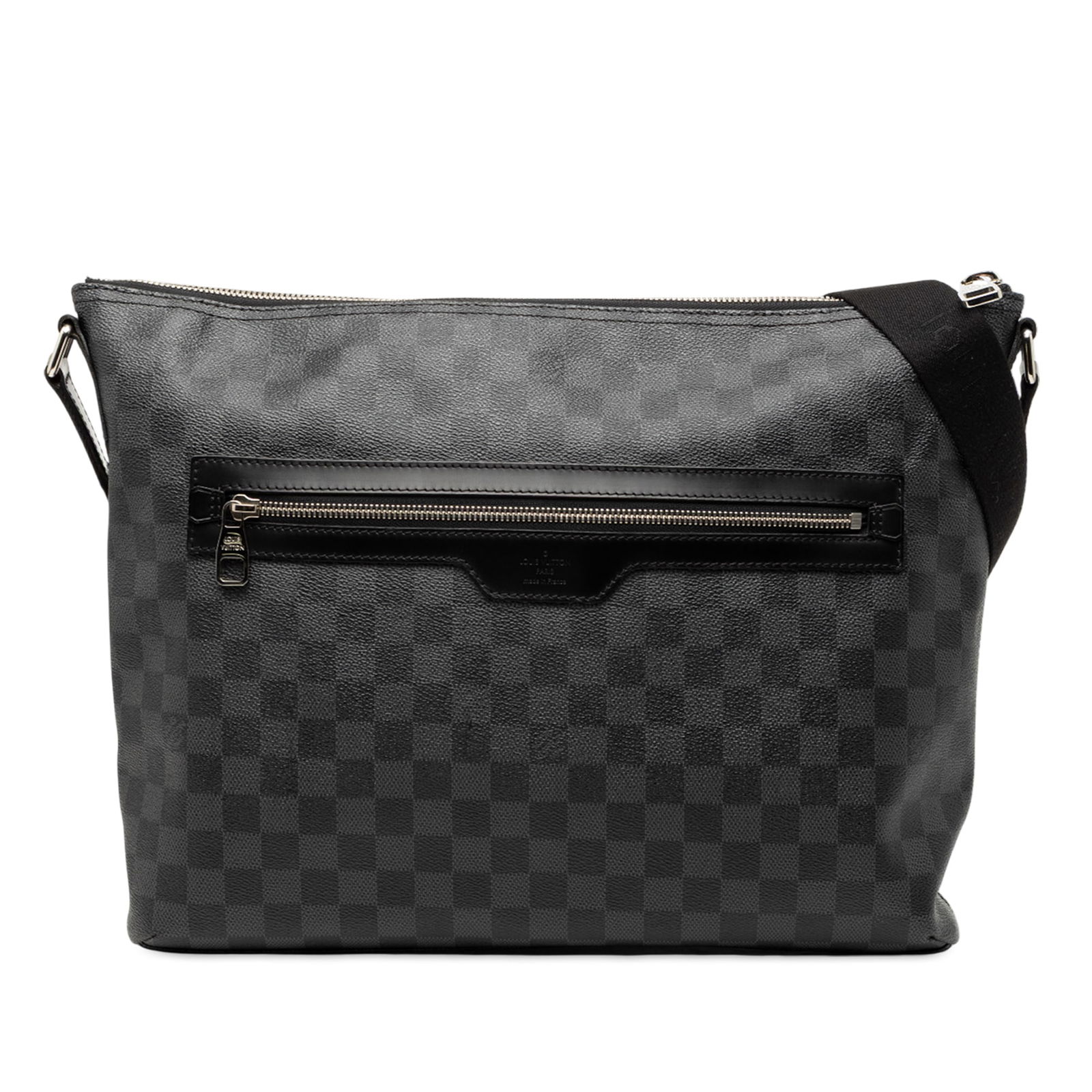 Louis Vuitton Mick MM Shoulder Bag in Damier Graphite Canvas: Louis Vuitton Mick MM Shoulder Bag in Damier Graphite Canvas The Louis Vuitton Damier Graphite Mick MM is crafted from Damier Graphite canvas and features an adjustable flat canvas strap, a top zip cl