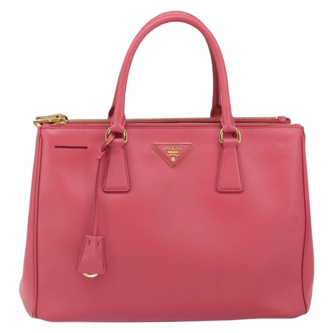 Prada Saffiano Leather Pink Double Zip Lux Tote Bag: Prada Saffiano Leather Pink Double Zip Lux Tote Bag The Prada Double Zip Lux Tote is crafted from pink Saffiano leather and designed specifically for women. This tote features double zip compartments,