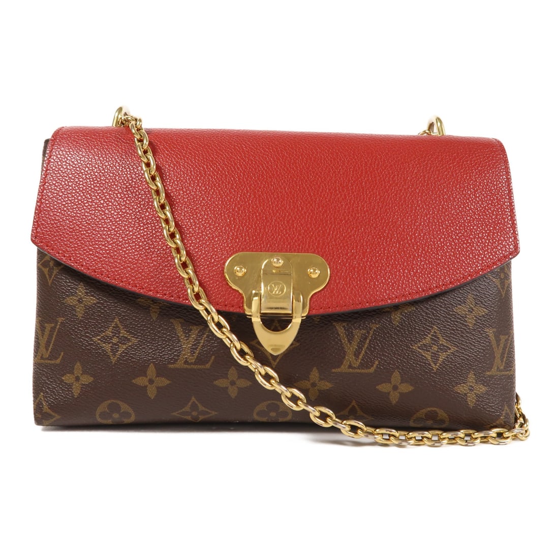 LOUIS VUITTON GHW Saint Placide Shoulder Bag M43713 Monogram Brown Red: LOUIS VUITTON GHW Saint Placide Shoulder Bag M43713 Monogram Brown Red Introducing the Louis Vuitton Saint Placide Shoulder Bag, a stylish accessory that combines functionality with luxury. Crafted fr