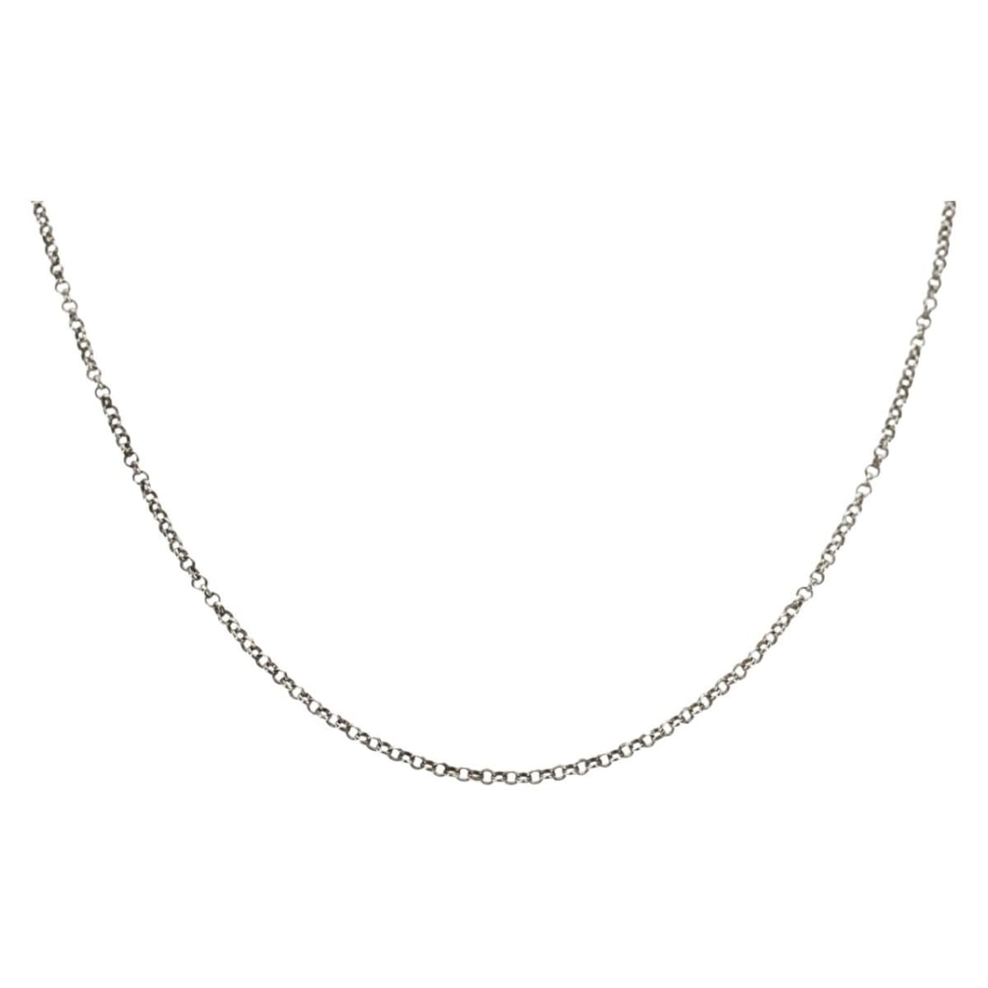 Silver 925 Roll Chain Necklace by Chrome Hearts with Dust Bag: Silver 925 Roll Chain Necklace by Chrome Hearts with Dust Bag This Chrome Hearts Roll Chain necklace is crafted from Ag925 silver and features a total length of approximately 51 cm (20.1 inches). Made