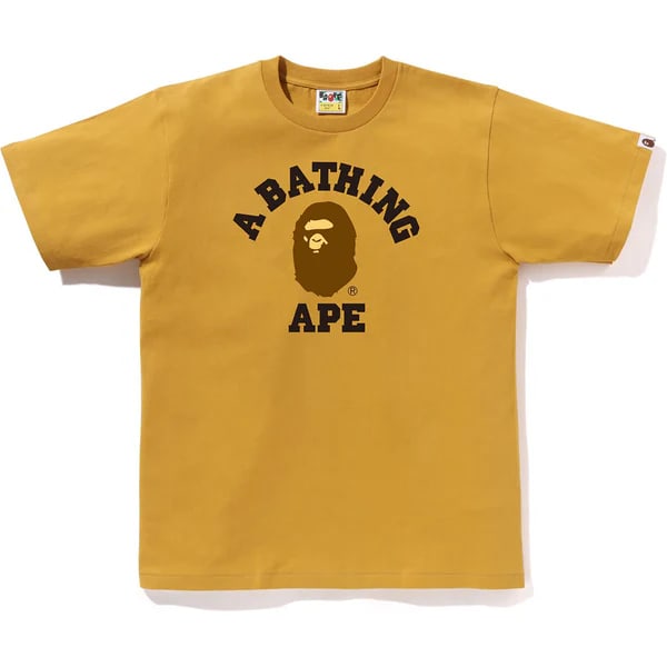 A Bathing Ape College T-Shirt in Yellow Size XL: A Bathing Ape College T-Shirt in Yellow Size XL This is an authentic Bape College Yellow Tee in extra large size. The tee is un-used and in unworn condition. Specifications Brand: Bape Model: College
