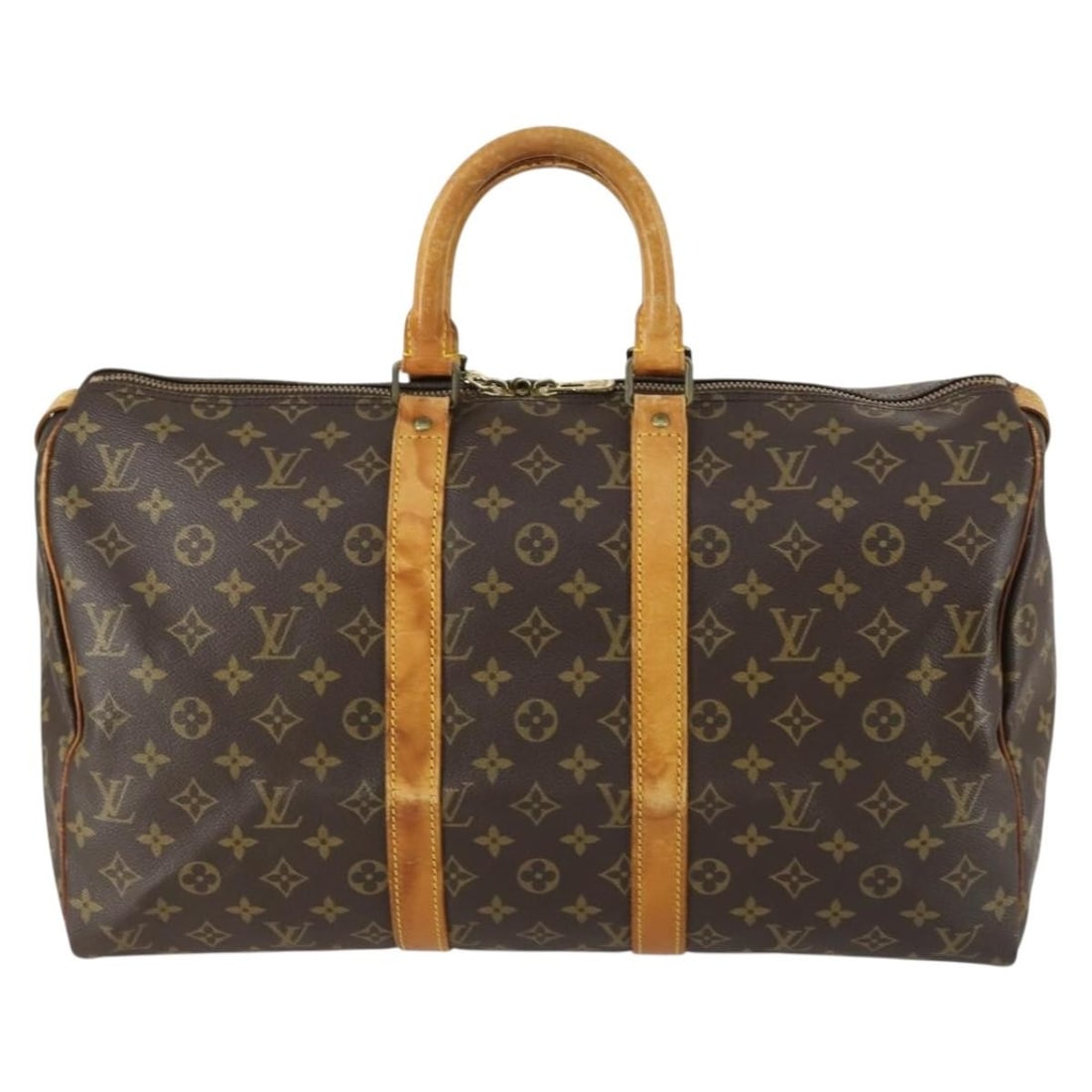 Louis Vuitton Monogram Canvas Keepall Travel Bag 45cm: Louis Vuitton Monogram Canvas Keepall Travel Bag 45cm Louis Vuitton Keepall Bag in monogram canvas designed for unisex use. The bag features a brown canvas exterior with leather handles and metal fitt