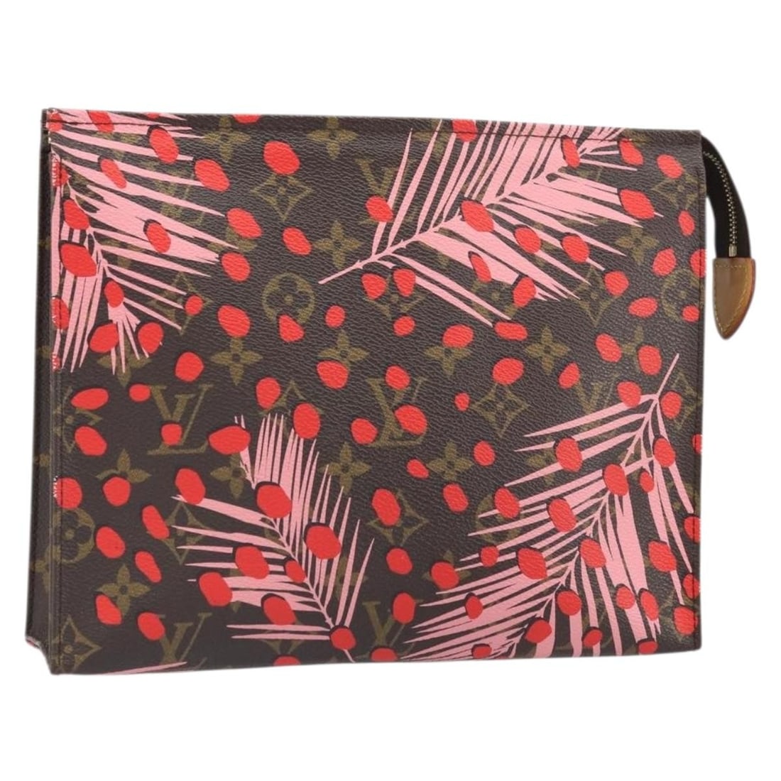 Louis Vuitton Monogram Jungle Dot Canvas Pouch Red Toiletry 26 with Dust Bag: Louis Vuitton Monogram Jungle Dot Canvas Pouch Red Toiletry 26 with Dust Bag This Louis Vuitton Monogram Jungle Dot Poche Toilette 26 pouch features a striking monogram canvas with red accents. The po