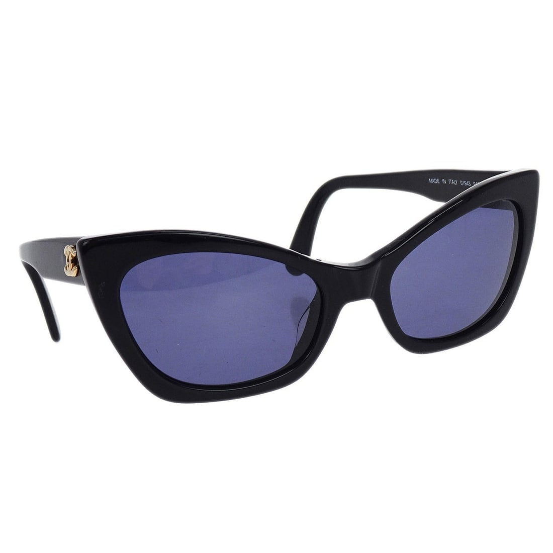 Black Acrylic CC Logos Sunglasses by Chanel Model 01943 94305: Black Acrylic CC Logos Sunglasses by Chanel Model 01943 94305 Chanel sunglasses featuring a black acrylic frame and black acrylic lenses. The CC Logos model showcases a distinctive logo theme and is c