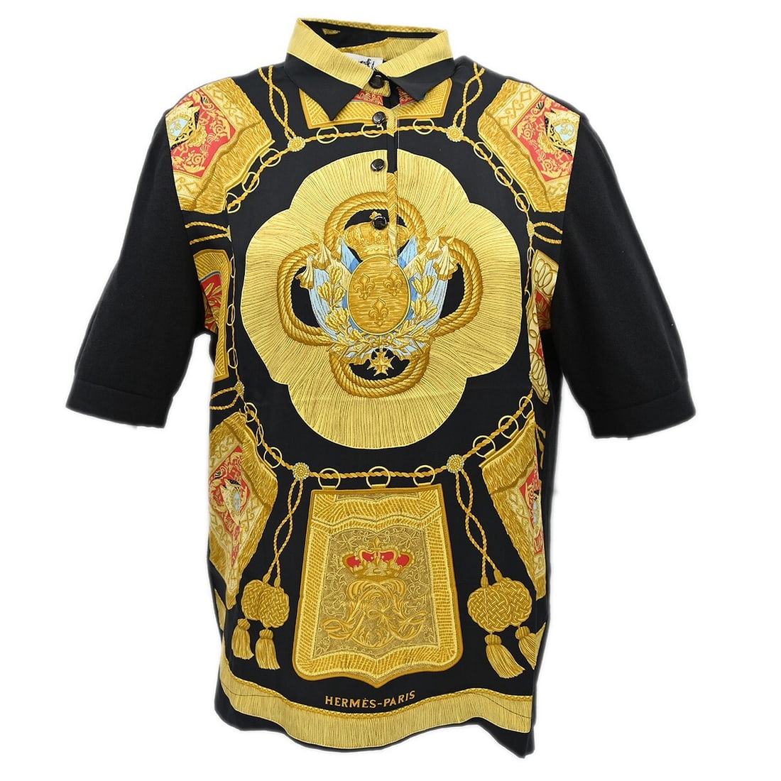 Vintage Hermes Black Silk Cotton Cashmere Polo Shirt #M: Vintage Hermes Black Silk Cotton Cashmere Polo Shirt #M Elevate your casual wardrobe with this vintage Hermes Short Sleeve Polo Shirt. Crafted from an exquisite blend of 100% silk, 85% cotton, and 15%