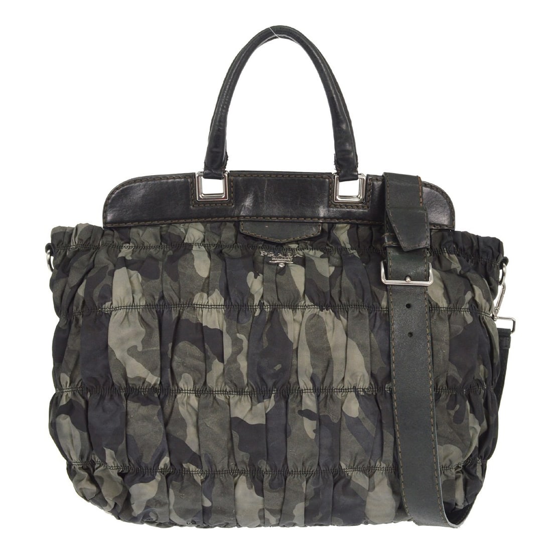 Large Prada Camouflage Nylon and Leather Tote Bag Two Way Black (1 of 7)