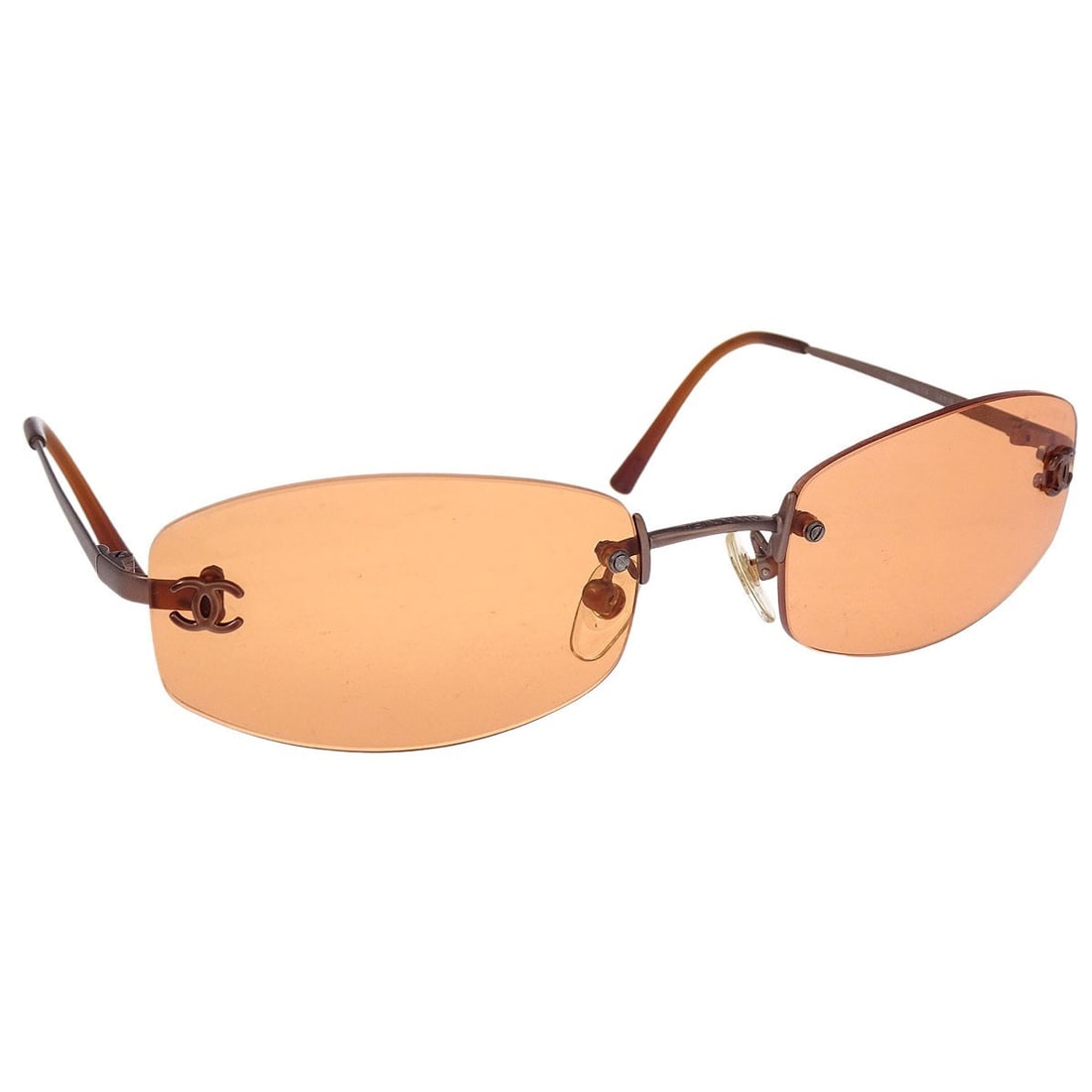 CHANEL CC Logos Orange Acrylic Sunglasses 54#19 Italy (1 of 7)