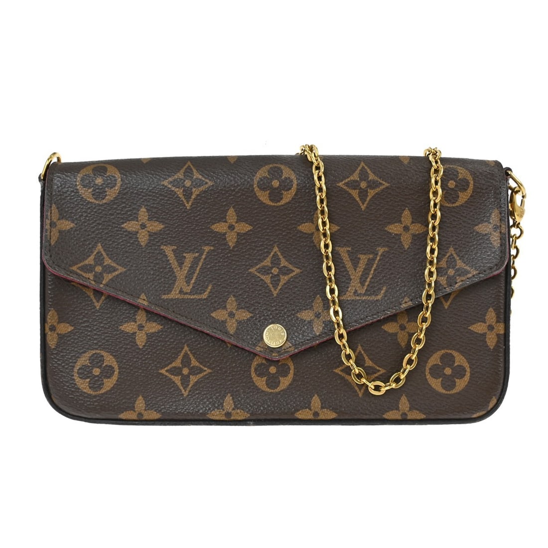Louis Vuitton Pochette Felicie Epi Monogram Small Brown Shoulder Bag M61276: Louis Vuitton Pochette Felicie Epi Monogram Small Brown Shoulder Bag M61276 This is a vintage Louis Vuitton Pochette Felicie shoulder bag crafted from monogram canvas in brown, accented by a purple li