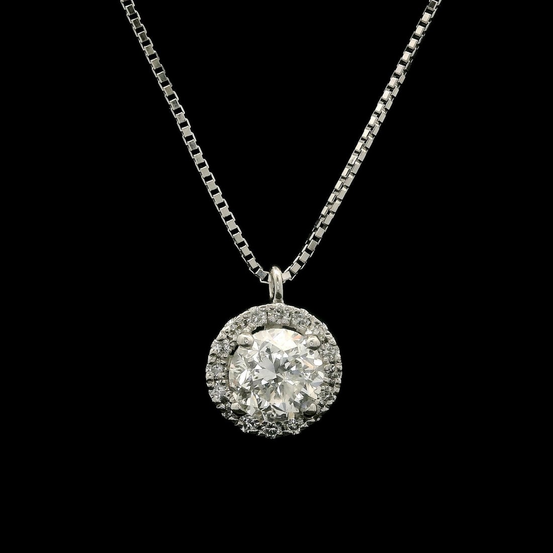 Platinum 1.17ctw Diamond Solitaire Slide Pendant Adjustable Box Chain (1 of 13)