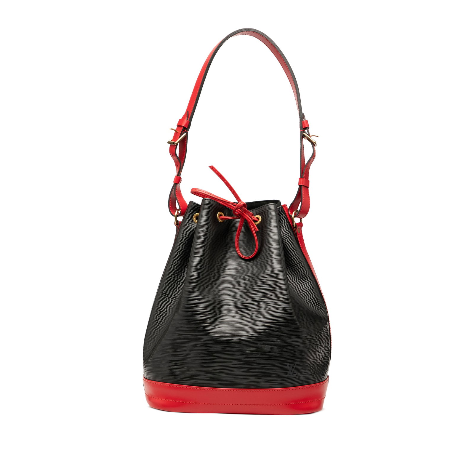 Louis Vuitton Noe GM Bicolor Epi Leather Shoulder Bag: Louis Vuitton Noe GM Bicolor Epi Leather Shoulder Bag This Louis Vuitton Epi Bicolor Noe GM bag features a distinctive bicolor Epi leather exterior, an adjustable leather shoulder strap, and a drawstr