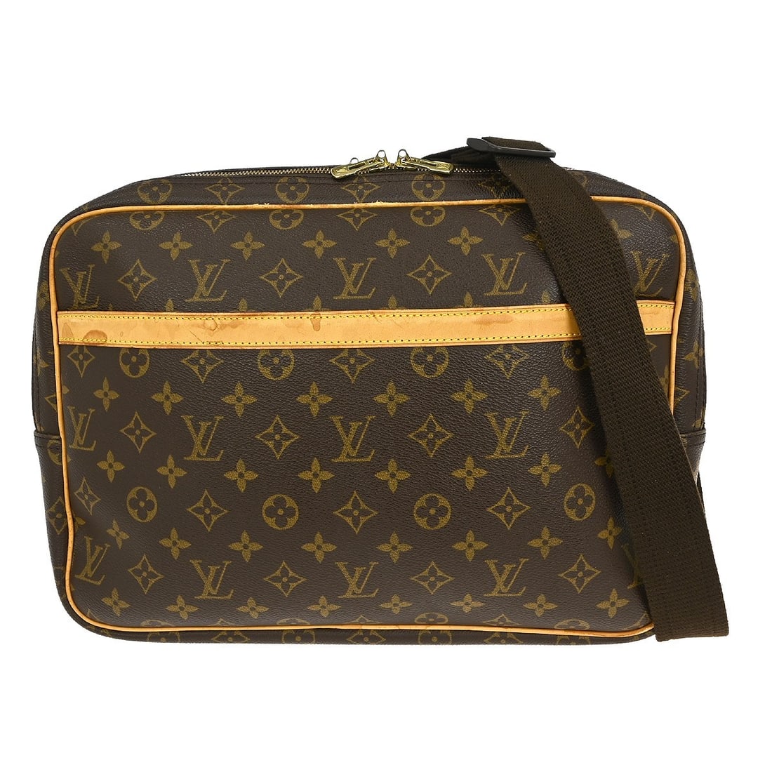 Louis Vuitton Reporter GM Monogram Canvas Brown Shoulder Bag M45252: Louis Vuitton Reporter GM Monogram Canvas Brown Shoulder Bag M45252 This Louis Vuitton Reporter GM shoulder bag features the signature monogram canvas leather exterior with a brown finish and logo acc