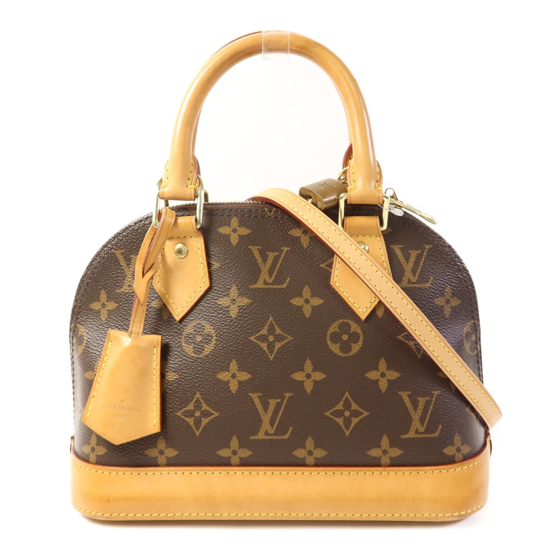 LOUIS VUITTON Alma BB 2 Way Shoulder Bag Monogram Brown: LOUIS VUITTON Alma BB 2 Way Shoulder Bag Monogram Brown This stylish Louis Vuitton Alma BB 2 Way Shoulder Bag is crafted from durable PVC coated canvas in a classic brown monogram design. The bag feat