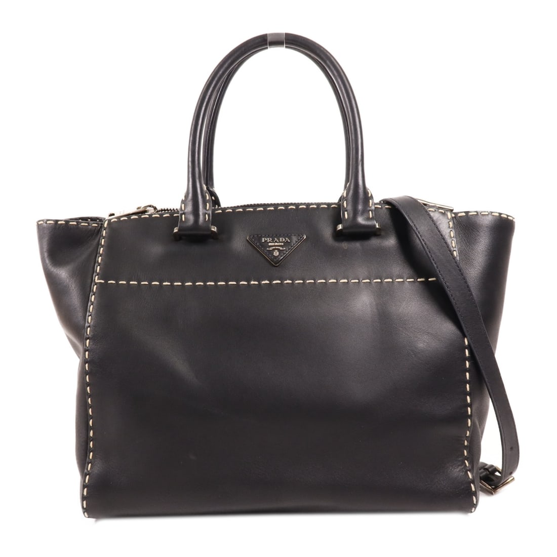 PRADA BN2857 Black Calfskin 2 Way Shoulder Bag (1 of 18)