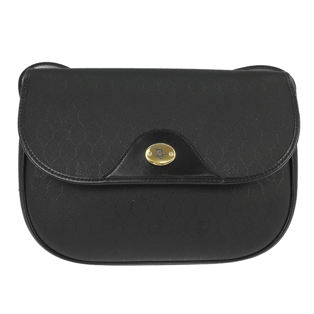 Dior Small Shoulder Bag Black Leather PVC Honeycomb Pattern: Dior Small Shoulder Bag Black Leather PVC Honeycomb Pattern This Christian Dior shoulder bag features a classic honeycomb pattern in black PVC with leather accents and the iconic Dior logo. Designed f