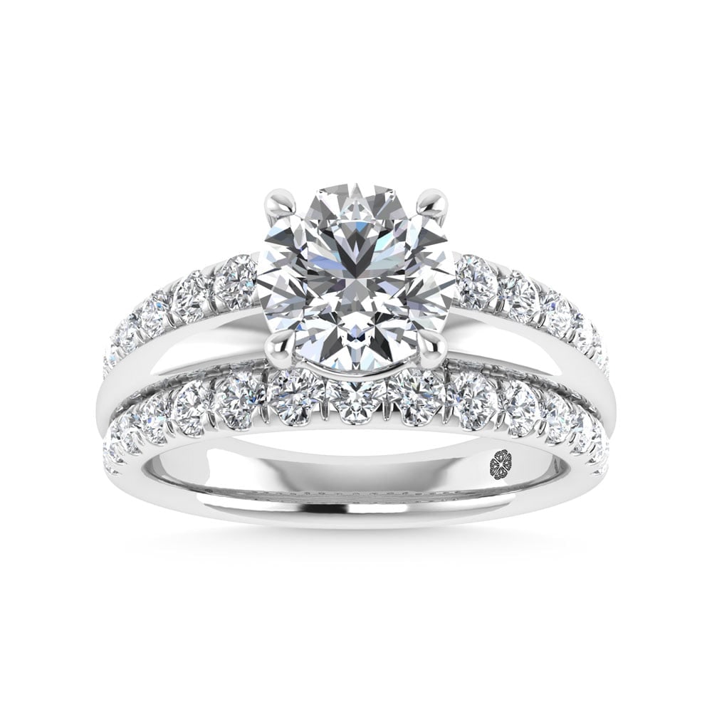 14K White Gold 3 Ct.Tw. Lab Grown Diamond Round Shape Engagement Ring (IGI Certified Center 2ct) (1 of 4)