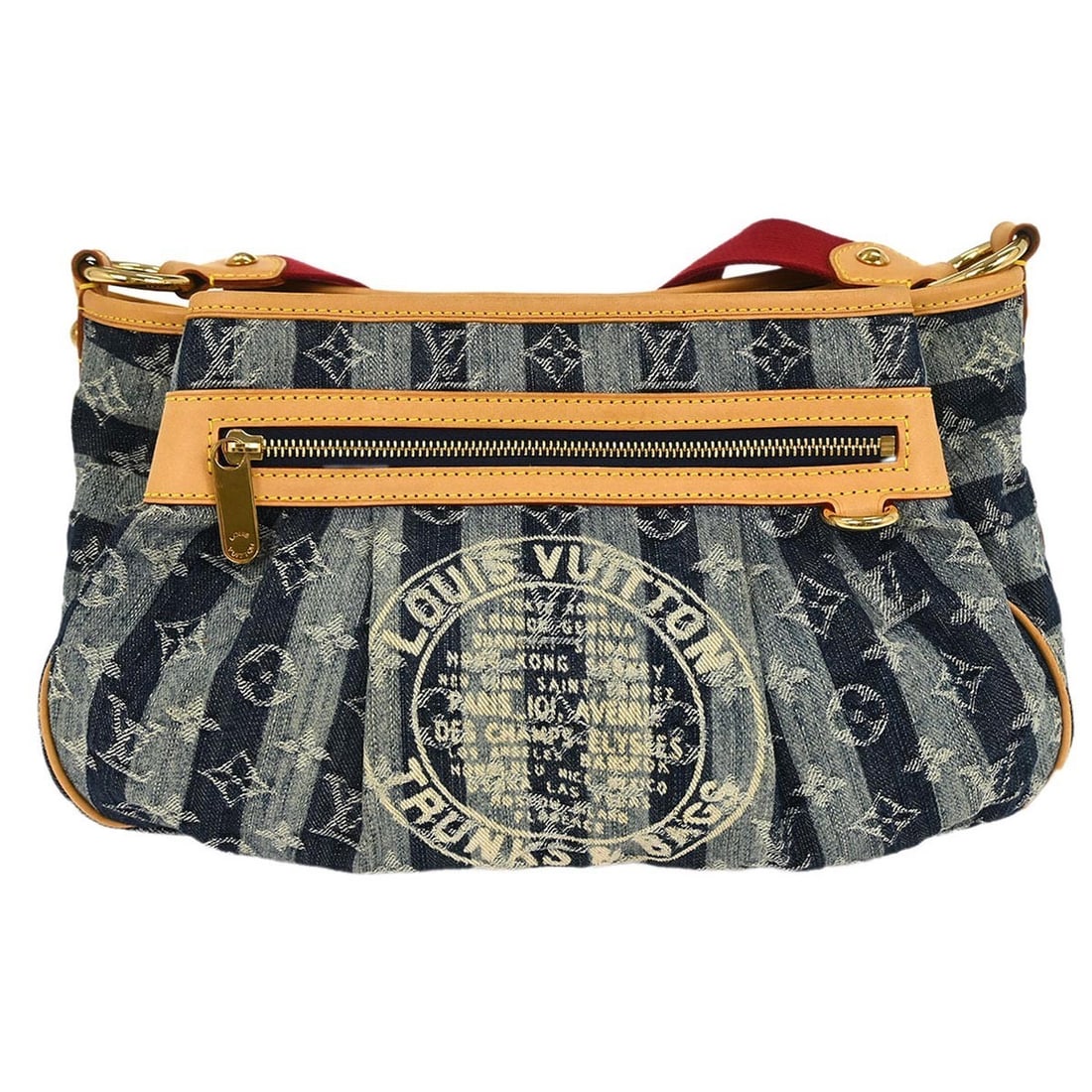 Louis Vuitton Blue Denim Porte Epol Raye MM Shoulder Bag M95334: Louis Vuitton Blue Denim Porte Epol Raye MM Shoulder Bag M95334 This Louis Vuitton Porte Epol Raye MM Shoulder Bag is a stylish accessory crafted from blue monogram denim leather. It features a zip cl