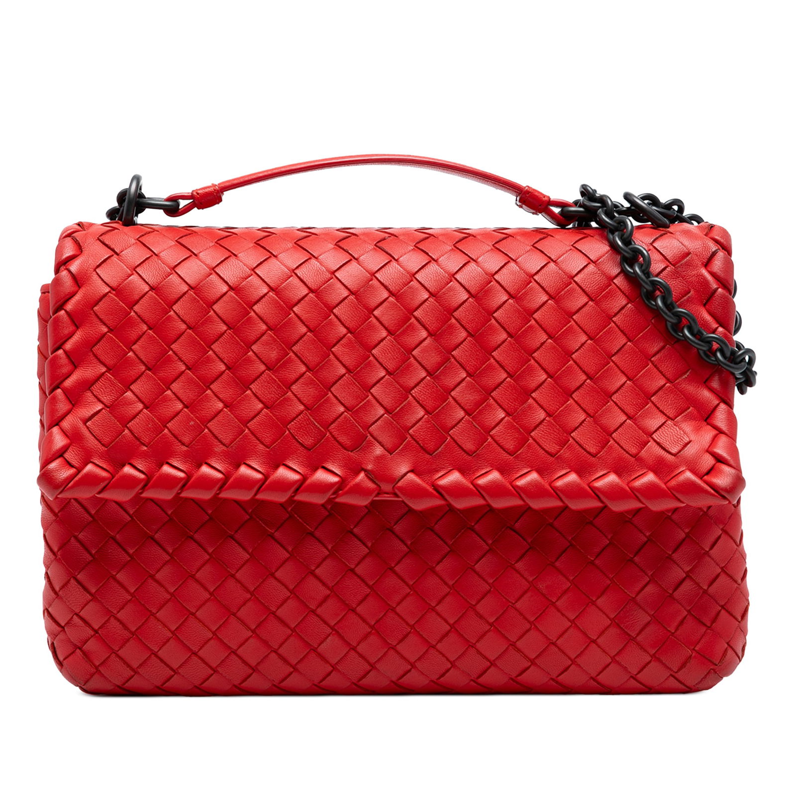 Bottega Veneta Small Red Nappa Intrecciato Olimpia Shoulder Bag (1 of 8)