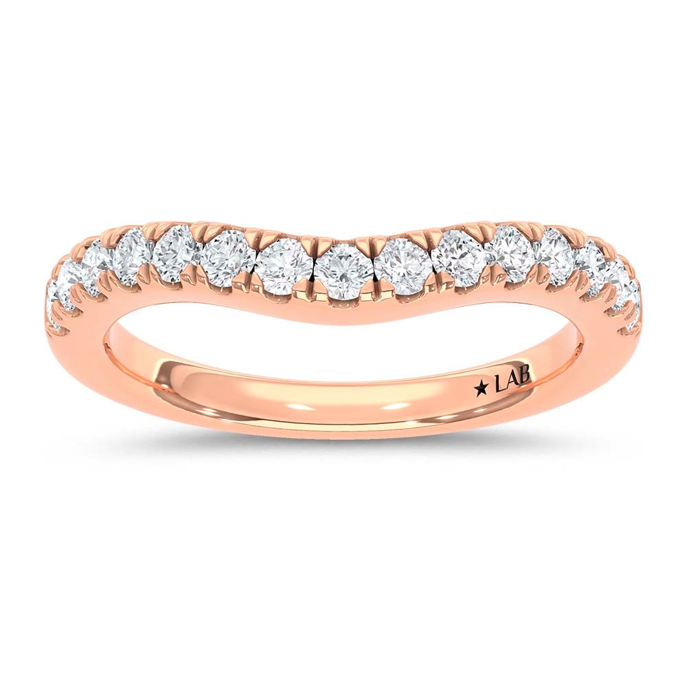 14K Rose Gold Lab Grown Diamond 1/2 Ct.Tw. Chevron Band: 14K Rose Gold Lab Grown Diamond 1/2 Ct.Tw. Chevron Band Add modern sparkle to your jewelry collection with this stylish chevron diamond band, crafted in luminous 14K Rose gold. Featuring 1/2 carat tot