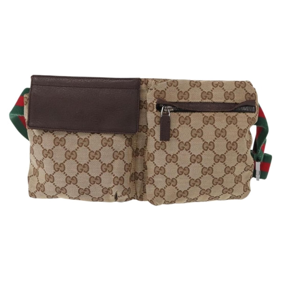 Vintage Gucci GG Canvas Double Belt Bag with Leather Trim: Vintage Gucci GG Canvas Double Belt Bag with Leather Trim This vintage Gucci double belt bag features the classic GG canvas in beige with leather accents. Designed as a unisex accessory, it offers a c