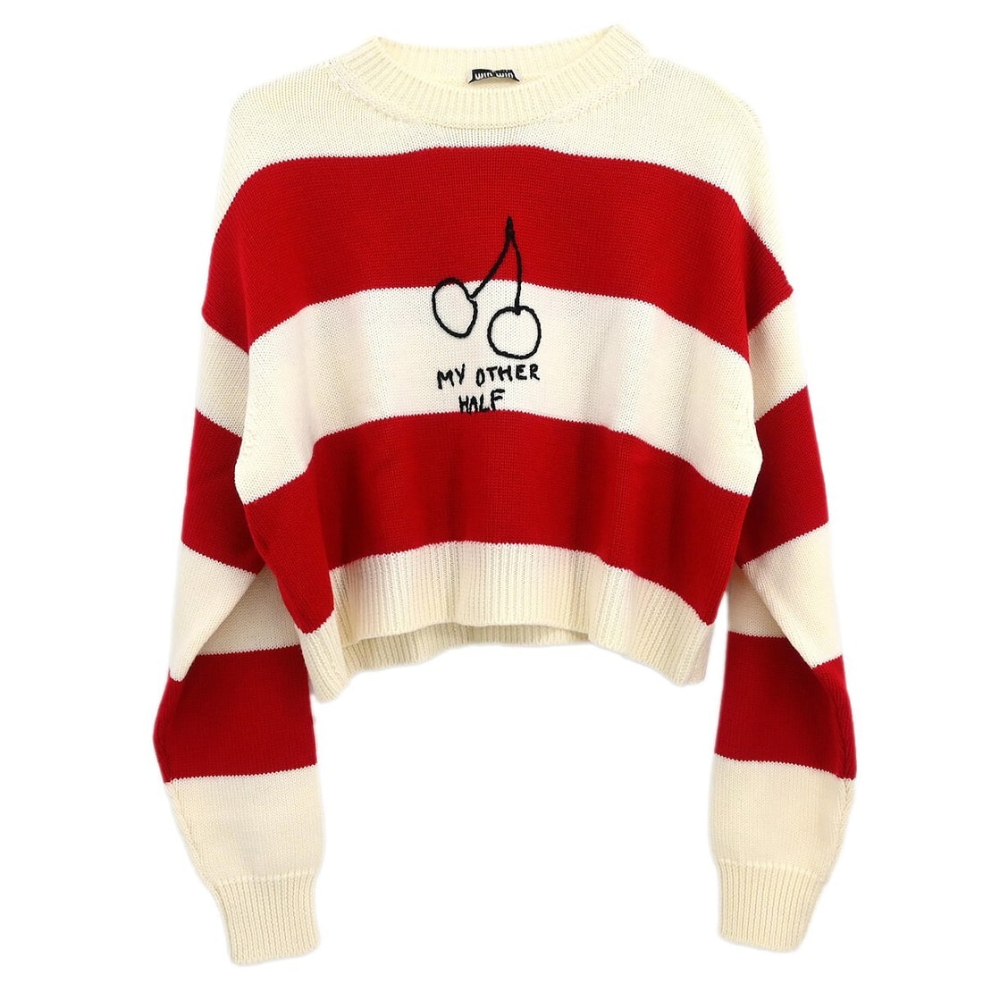 Miu Miu White Red Wool Long Sleeve Sweater Size 40 AMAS 2019: Miu Miu White Red Wool Long Sleeve Sweater Size 40 AMAS 2019 This Miu Miu sweater features a classic long sleeve design in white with red accents, offering a regular fit. Made from 100% wool, it is id