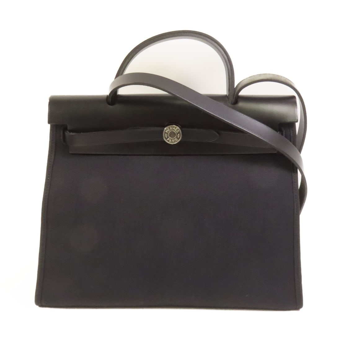 Hermes Herbag PM Black Canvas Two Way Shoulder Bag with Palladium Hardware (1 of 18)