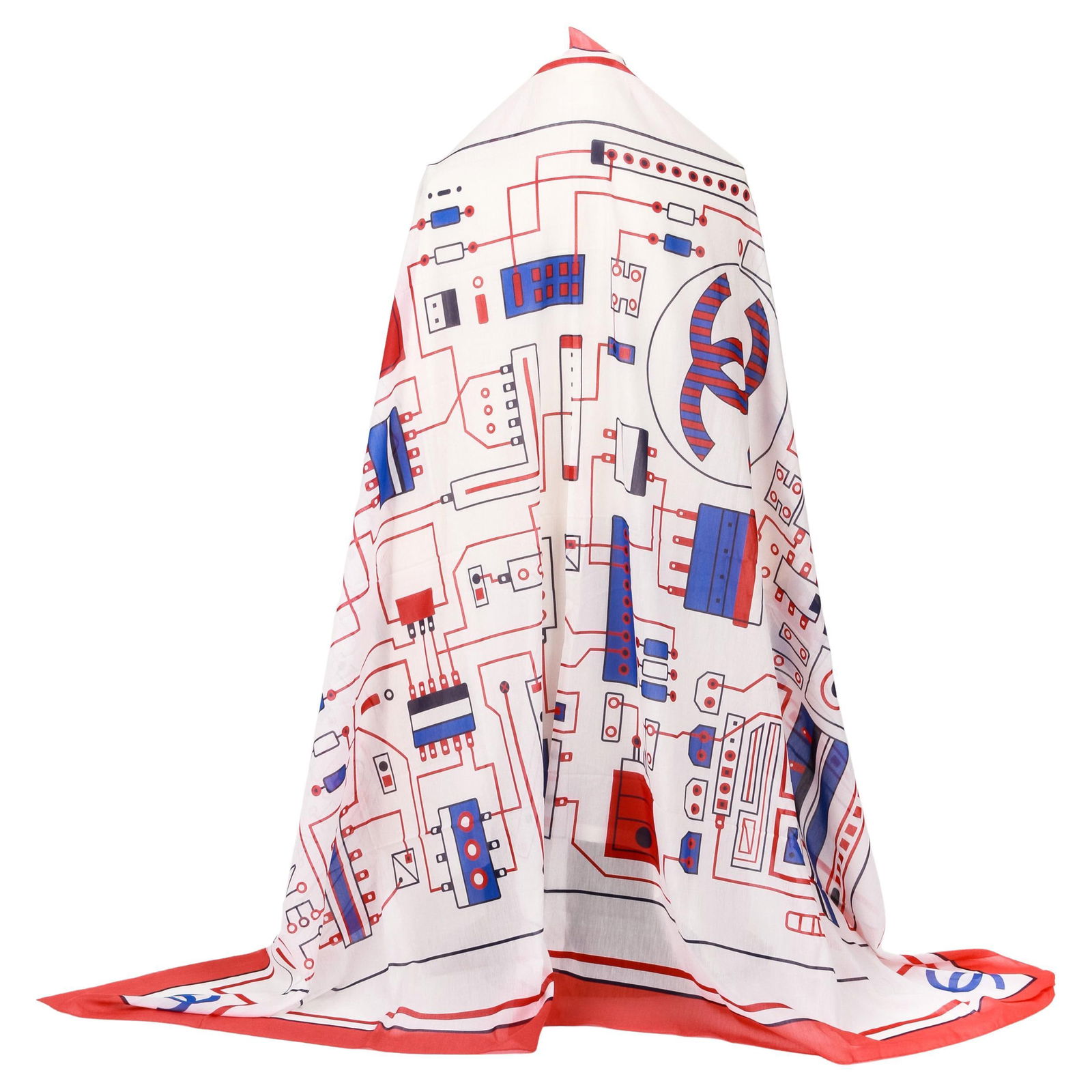 Chanel Oversize Cotton Silk Sarong Shawl Scarf Italy 21st Century: Chanel Oversize Cotton Silk Sarong Shawl Scarf Italy 21st Century Elevate your style with this exquisite Chanel oversize sarong shawl scarf, crafted from a luxurious blend of 80% cotton and 20% silk.