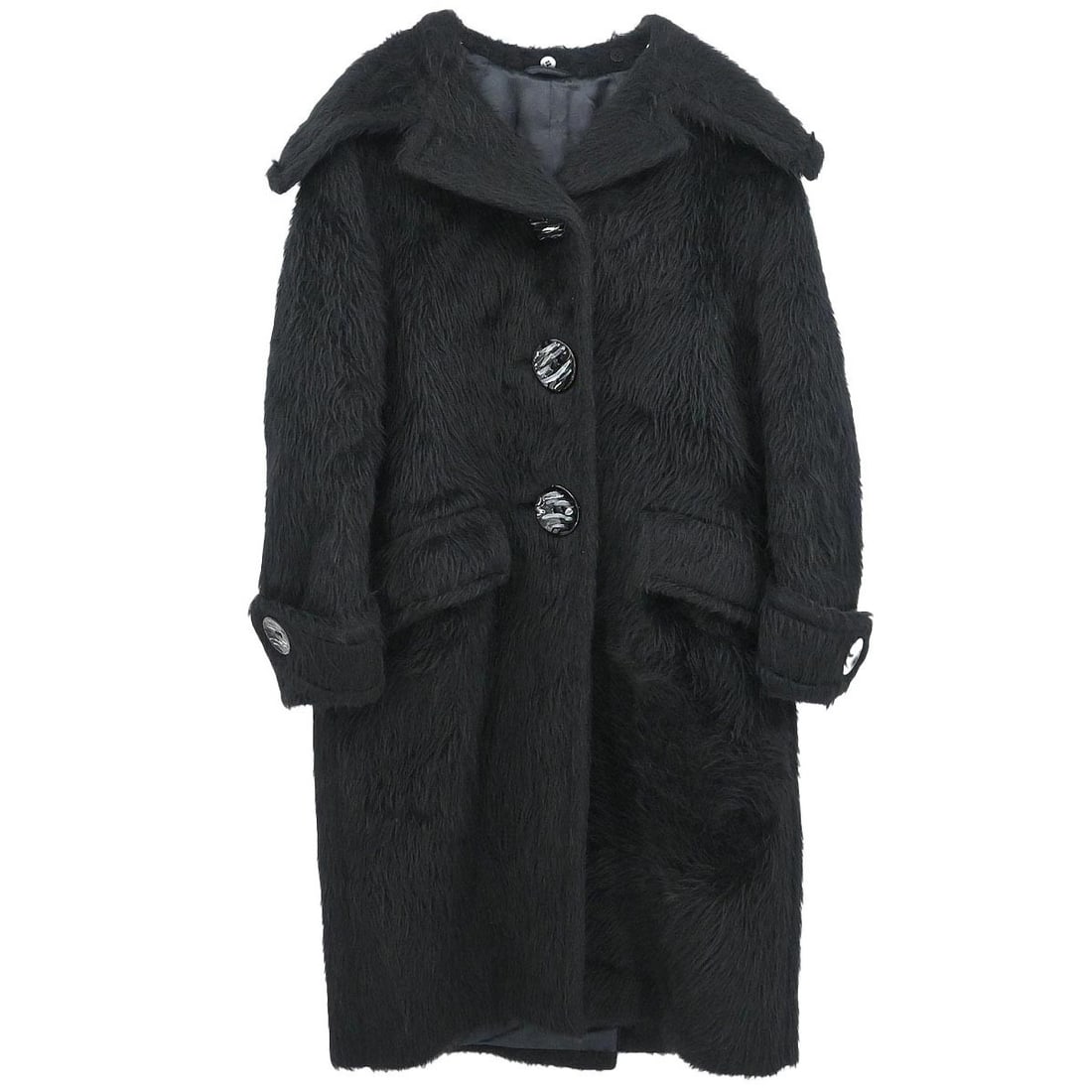 Prada Long Black Alpaca Wool Overcoat Size 38 Winter Casual (1 of 11)