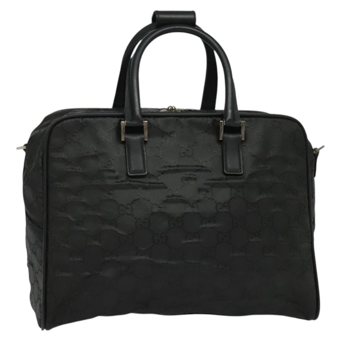 Gucci Black GG Canvas Vintage Boston Handbag 37cm: Gucci Black GG Canvas Vintage Boston Handbag 37cm This Gucci Vintage Boston Bag features the iconic GG canvas in black, designed for women. The bag is crafted from canvas with metal fittings and was m