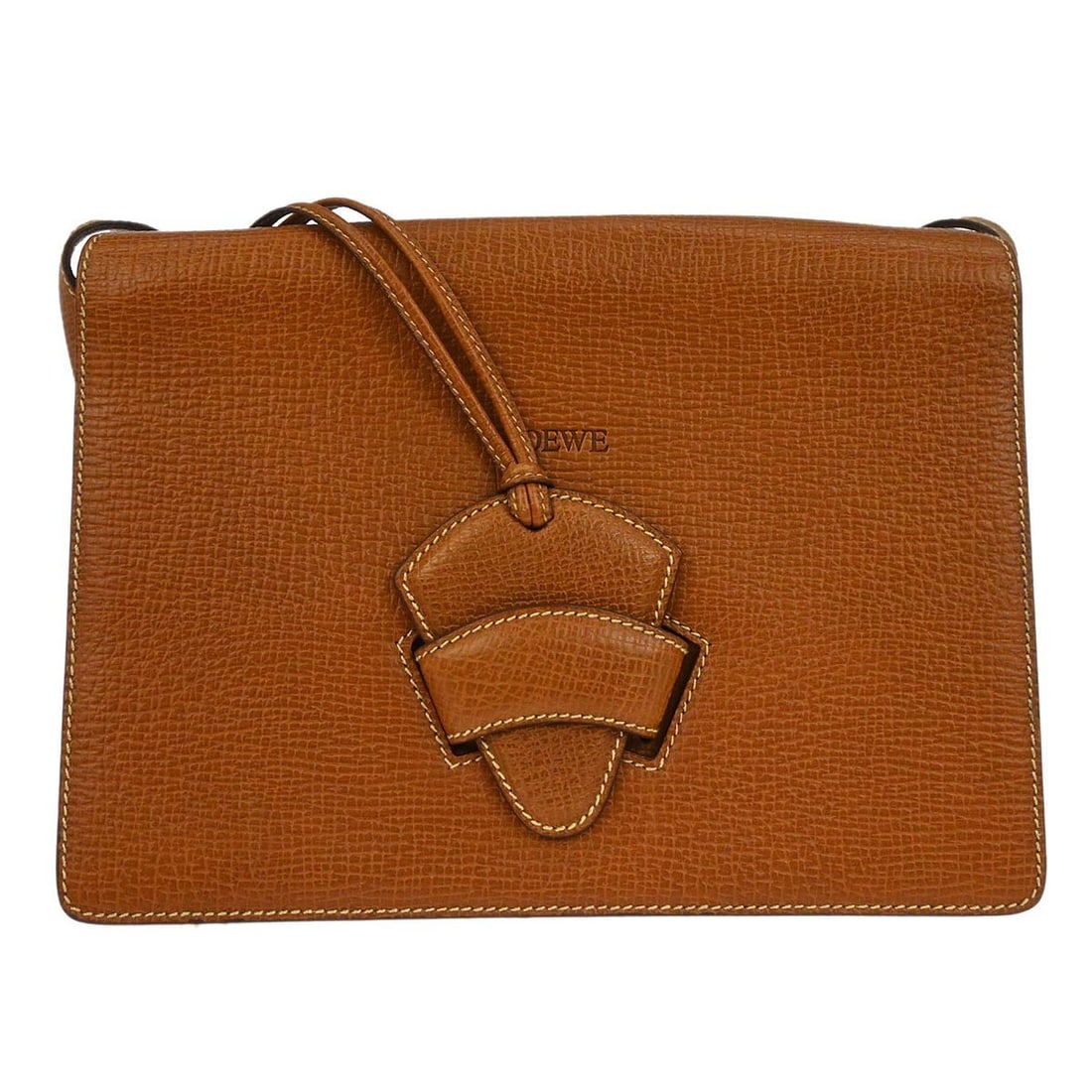 Loewe Barcelona Brown Leather Shoulder Bag 27cm: Loewe Barcelona Brown Leather Shoulder Bag 27cm This Loewe Barcelona Shoulder Bag is crafted from brown leather and designed for women. The bag features a structured silhouette with minor dirt and edg