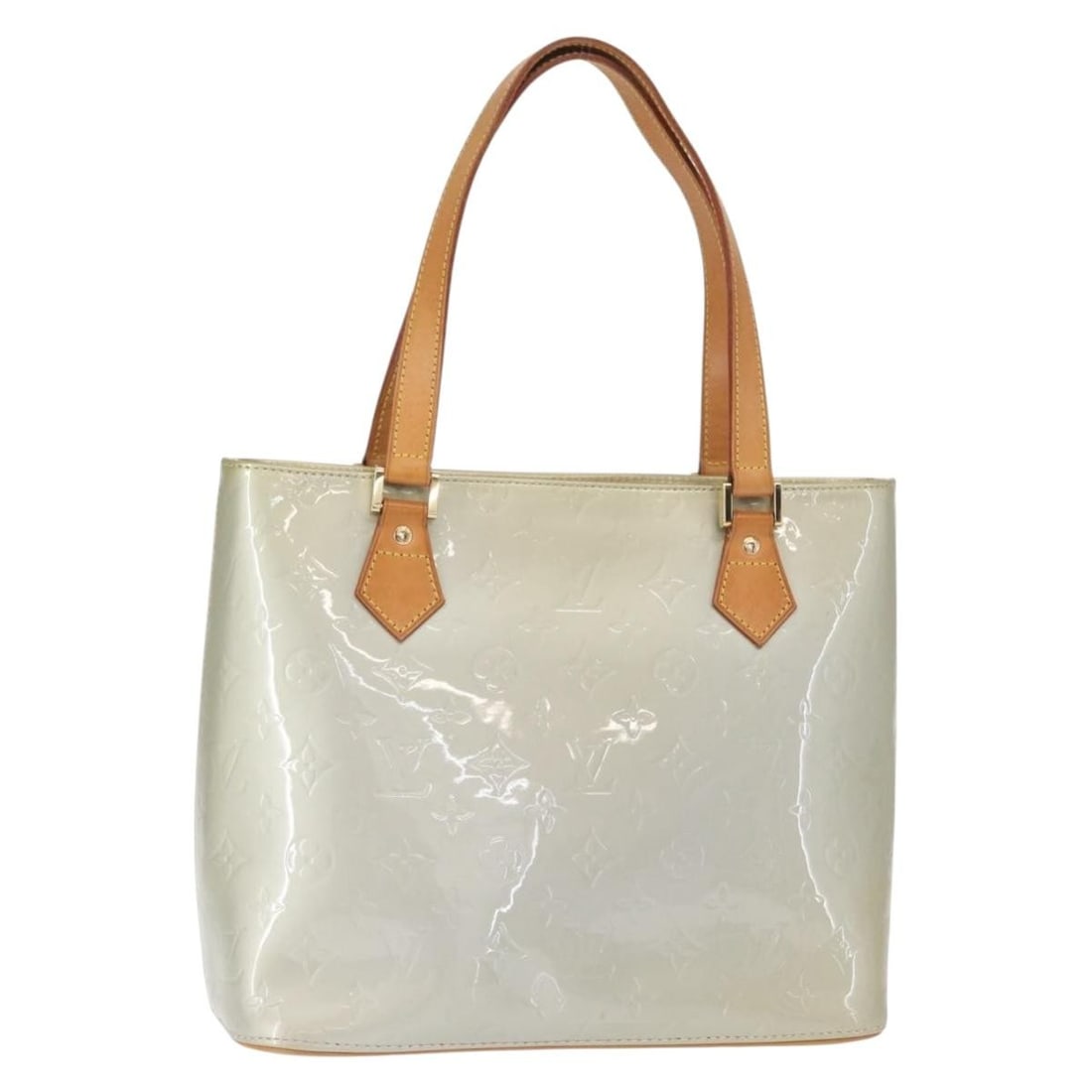 Louis Vuitton Vernis Patent Leather Houston Bag Gray 29.5cm: Louis Vuitton Vernis Patent Leather Houston Bag Gray 29.5cm This Louis Vuitton Houston handbag features the iconic monogram Vernis patent leather in gray. Designed for women, it offers a spacious inte