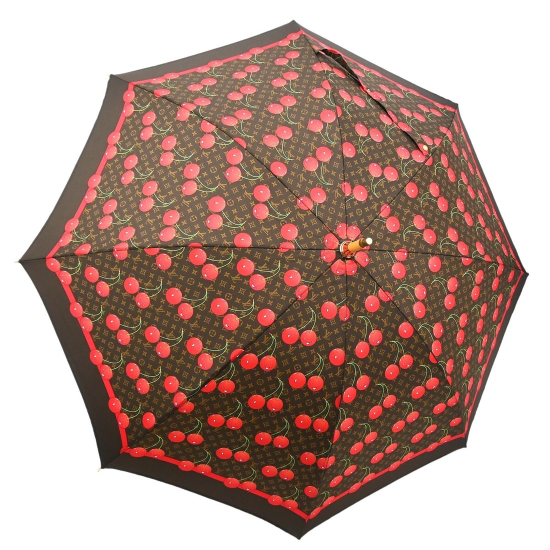 Louis Vuitton Monogram Cherry Parapluie Umbrella M70125 Brown: Louis Vuitton Monogram Cherry Parapluie Umbrella M70125 Brown This stylish Louis Vuitton Monogram Cherry Parapluie Umbrella (M70125) is a must-have accessory for those who appreciate luxury and functi