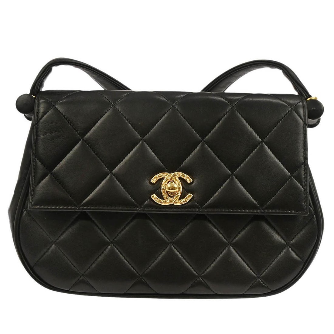 Small Black Leather Shoulder Bag by Chanel France: Small Black Leather Shoulder Bag by Chanel France This Chanel shoulder bag is crafted from black lambskin leather and features a small silhouette with a classic shoulder strap. The exterior is in very
