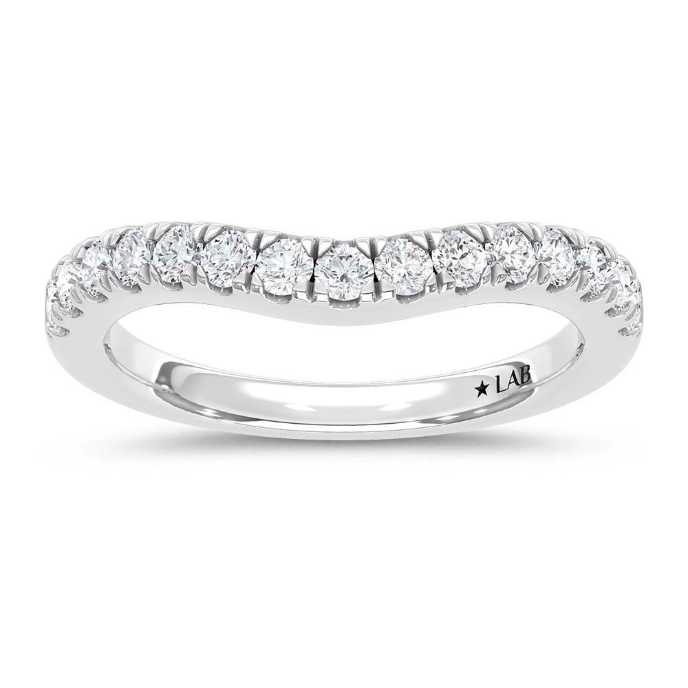 14K White Gold Lab Grown Diamond 1/2 Ct.Tw. Chevron Band: 14K White Gold Lab Grown Diamond 1/2 Ct.Tw. Chevron Band Add modern sparkle to your jewelry collection with this stylish chevron diamond band, crafted in luminous 14K white gold. Featuring 1/2 carat t