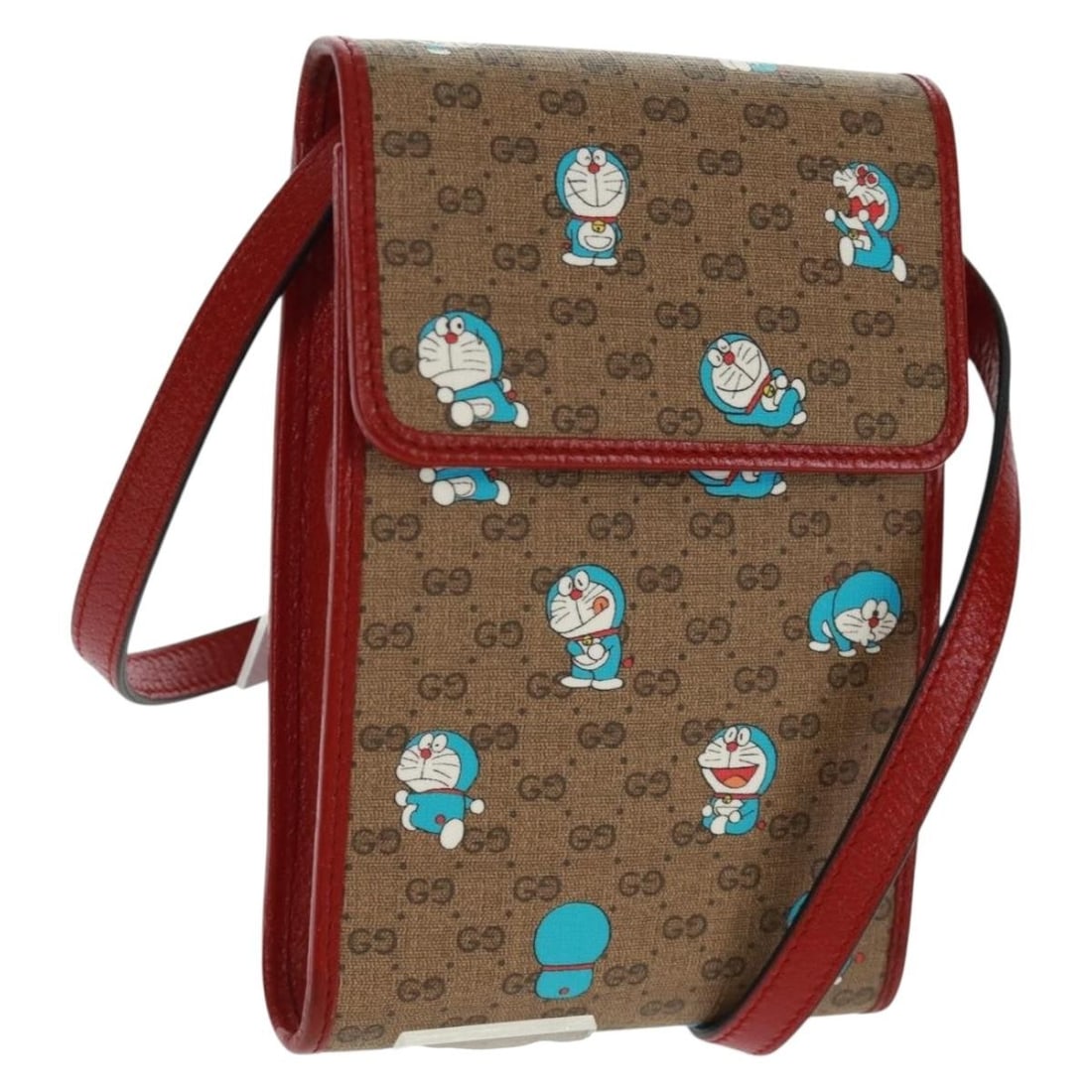 Gucci Doraemon Micro GG Supreme Beige Gold PVC Shoulder Bag 647805: Gucci Doraemon Micro GG Supreme Beige Gold PVC Shoulder Bag 647805 This GUCCI Micro GG Supreme Doraemon shoulder bag features a beige and gold color scheme with a PVC leather and micro small GG canvas