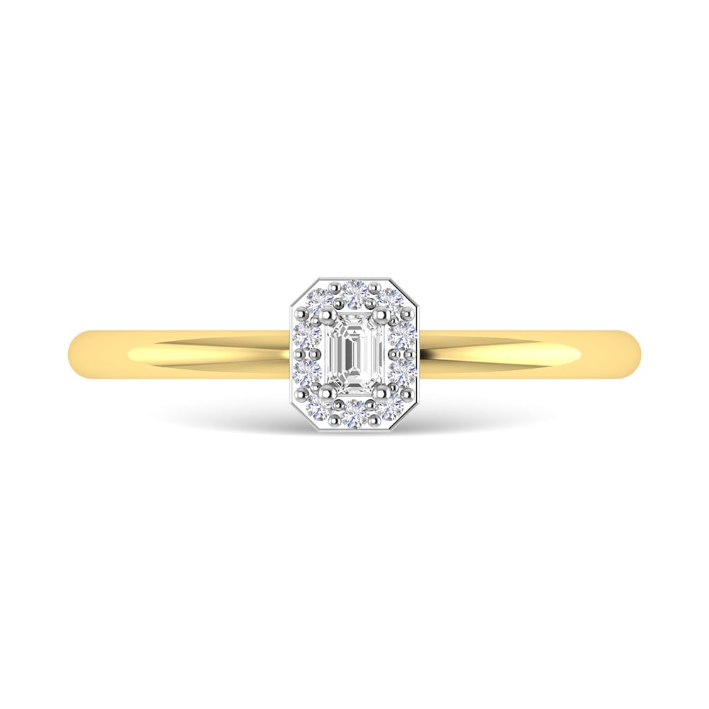 Diamond 1/6 Ct.Tw. Emerald Cut Promise Ring in 14K Two Tone Gold: Diamond 1/6 Ct.Tw. Emerald Cut Promise Ring in 14K Two Tone Gold Diamond 1/6 Ct.Tw. Emerald Cut Promise Ring in 14K Two Tone Gold 14k Two Tone Stone Color: G-h Stone Clarity: I1 Each ring is presented