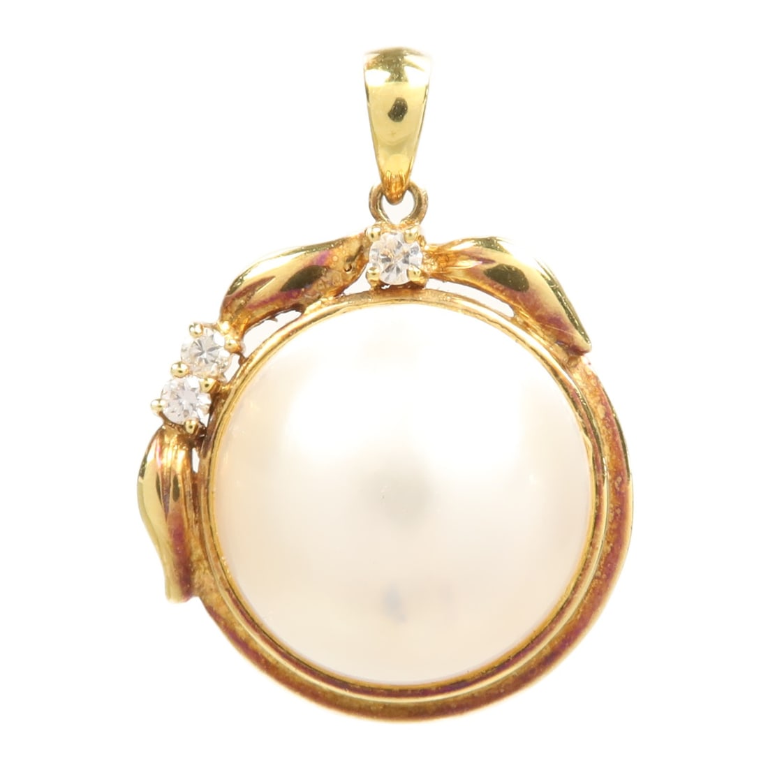 JEWELRY K18 Yellow Gold Pearl Pendant Top (1 of 6)