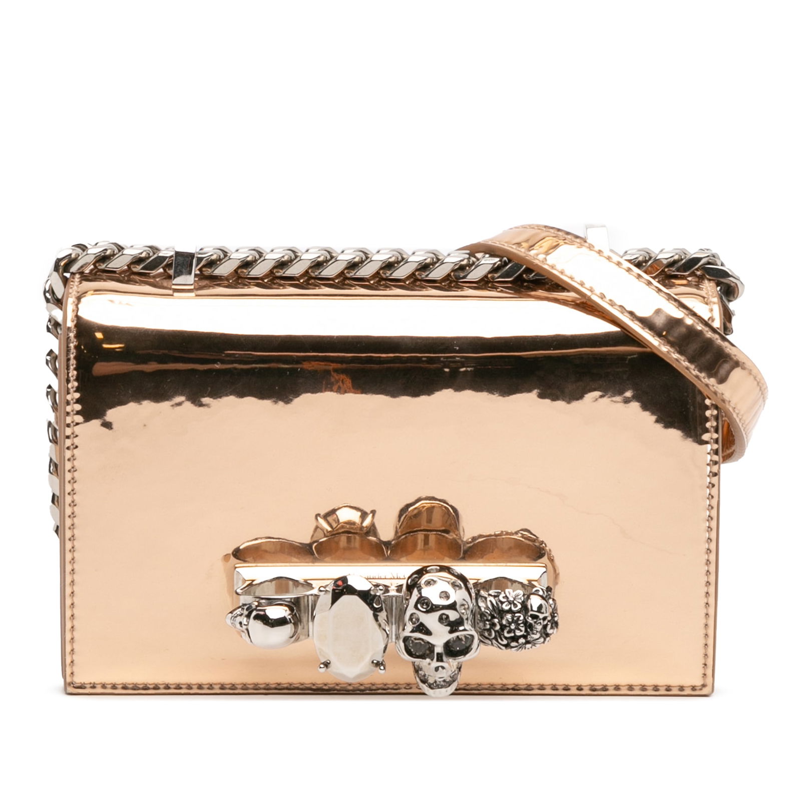 Alexander McQueen Mini Jewelled Crossbody Bag Metallic Gold Leather (1 of 13)