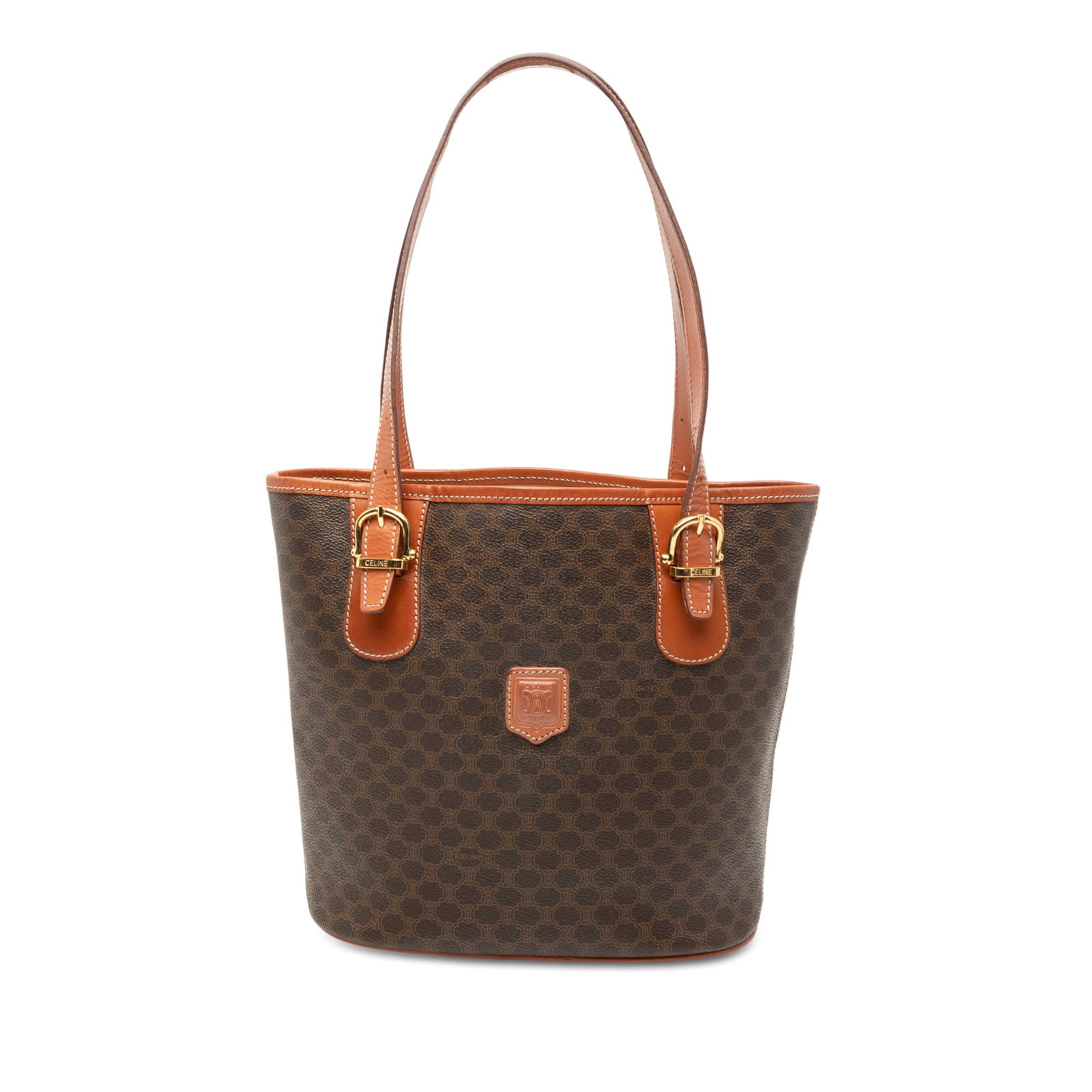 Celine Macadam Brown Coated Canvas Tote Bag with Leather Trim (1 of 8)