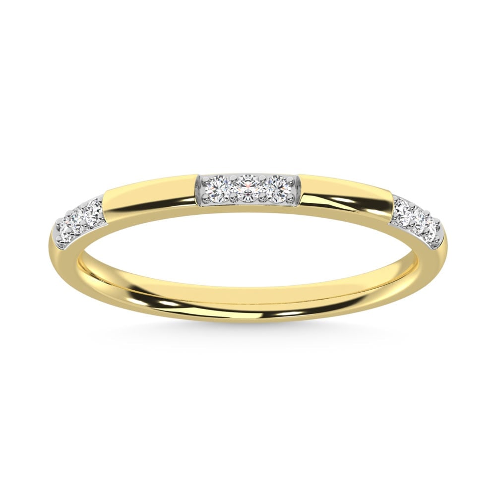 14K Yellow Gold Diamond 1/10 Ct.Tw. Stackable Band: 14K Yellow Gold Diamond 1/10 Ct.Tw. Stackable Band 14k Yellow Gold Stone Color: G-h Stone Clarity: I1-i2 Each ring is presented in standard size 6.5. Complimentary resizing is available between
